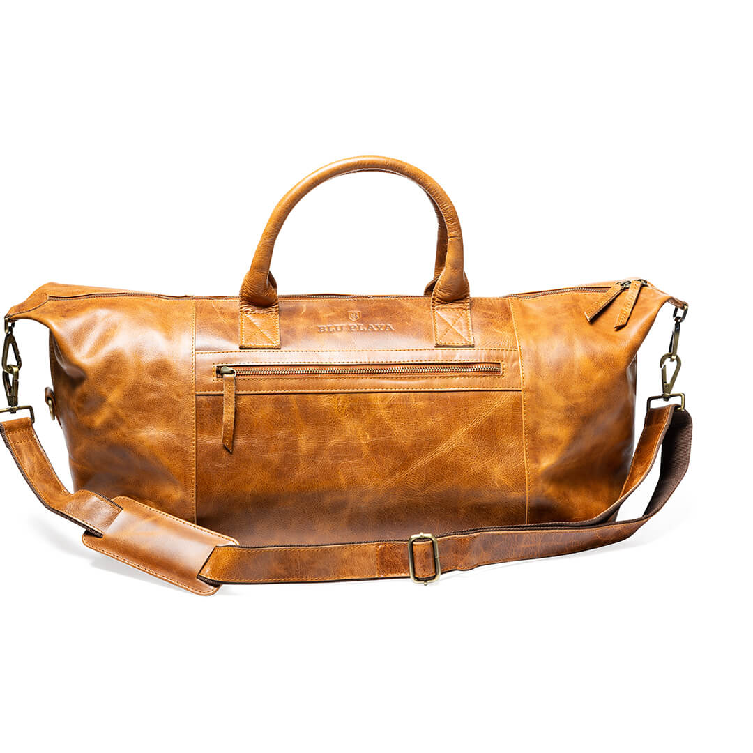 Duffle Bag Quality Tan Leather 37 Litres - BLU PLAYA